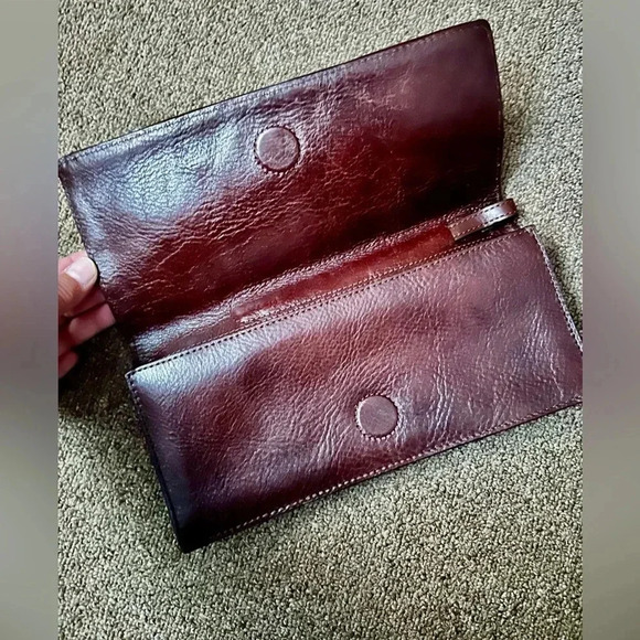 Wilson’s Leather weaved clutch wristlet mahogany mint #005 - Picture 3 of 6